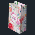 70th birthday pink flowers pastel bohemian small gift bag<br><div class="desc">Summer and garden themed design, bohemian, boho style for a 70th birthday. Soft, feminine watercolored flowers in pink and peach colours with green leaves on a white background. A white and pink frame with templates for name, age 70 and date. (date of birth or date of the anniversary) Purple and...</div>