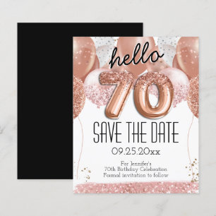 70th Birthday Pink Glitter Save the Date