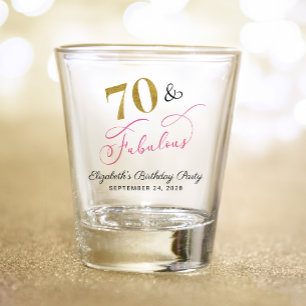 70th Birthday Pink Gold Party Favour Shot Glass