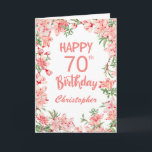 70th Birthday Pink Peach Peonies Watercolor Floral Card<br><div class="desc">70th Birthday Pink Peach Peonies Watercolor Floral Birthday Card. For further customisation,  please click the "Customise it" button and use our design tool to modify this template.</div>
