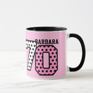 70th Birthday PINK POLKA DOTS Custom Name V04F Mug