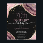 70th Birthday Pink Purple Agate Budget Invitation<br><div class="desc">Faux gold glitter and pink and purple agate border. All text is adjustable and easy to change for your own party needs. Great elegant 70th birthday template design.</div>