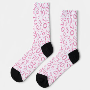 70th Birthday Pink Random Number Pattern Socks