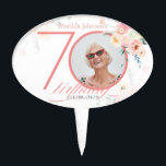 70th Birthday Pink Watercolor Flowers Custom Photo Cake Pick<br><div class="desc">70th Birthday Pink Watercolor Flowers Custom Photo Cake Topper. Feminine and delicate pink floral and botanical themed birthday party invitation. It features beautiful watercolor flowers and a custom photo you can change to your own! ** To get the photo uploaded correctly first crop your image to a square with the...</div>