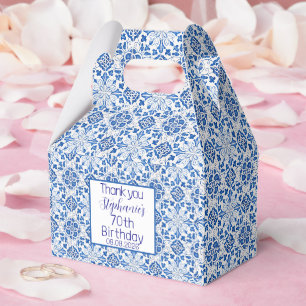 70th Birthday Portuguese Tiles Blue Mediterranean Favour Box