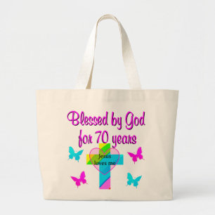 70TH BIRTHDAY PRAYER LARGE TOTE BAG