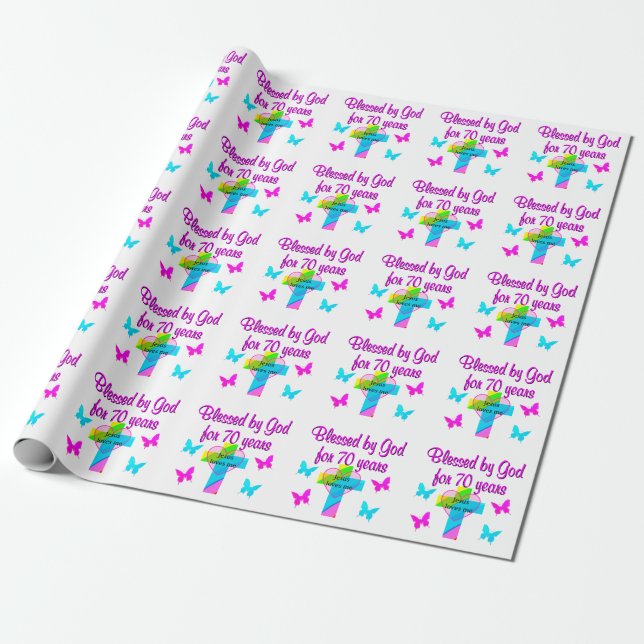 70TH BIRTHDAY PRAYER WRAPPING PAPER (Unrolled)