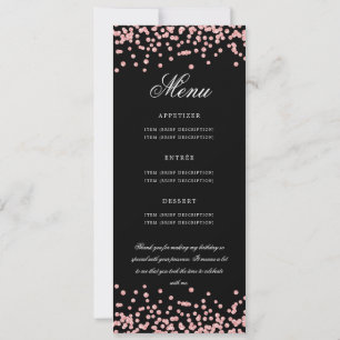 70th Birthday Program Menu Thank U Rose Gold Black