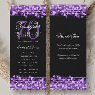 70th Birthday Program Purple w/ Thank You