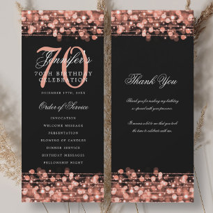 70th Birthday Program Rose Gold w/ Thank You