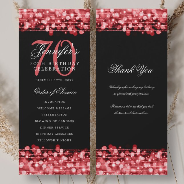 70th Birthday Program Ruby Red w/ Thank You (70th Birthday Program Ruby Red w/ Thank You)