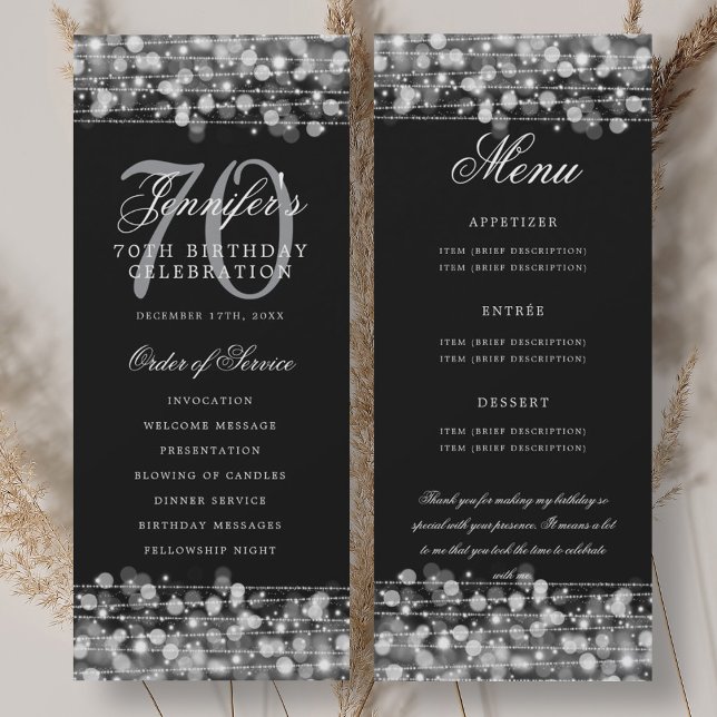 70th Birthday Program Silver Menu+Thank You (70th Birthday Program Silver Menu+Thank You)