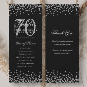 70th Birthday Program Thank You Silver Black 