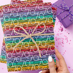 70th Birthday Rainbow Stripes Wrapping Paper Sheet<br><div class="desc">A bright rainbow stripe wrapping paper with a casual script of "Happy Birthday" integrated in the stripes. Wrap up your surprises for your 70 year old in vibrant colour stripes with numbers. Fun for every kind of 70th birthday.</div>