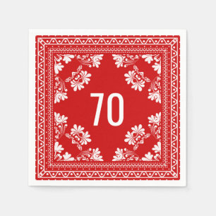 70th Birthday Red Bandanna Napkin