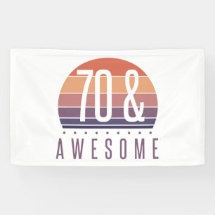 70th Birthday Retro Sunset Banner