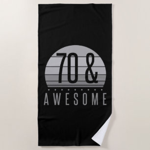 70th Birthday Retro Sunset Beach Towel