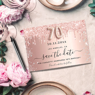 70th birthday rose glitter save the date
