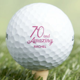 70th Birthday Sister Gift – Pink 70 and Amazing Golf Balls