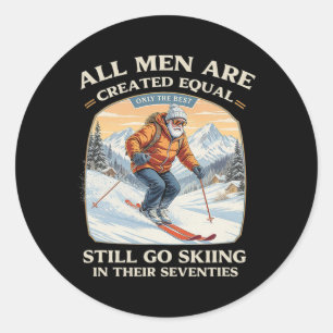 70th Birthday Skier Gift Vintage Skiing Seventies Classic Round Sticker