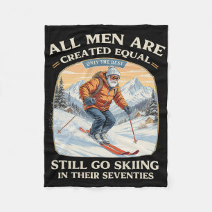 70th Birthday Skier Gift Vintage Skiing Seventies Fleece Blanket