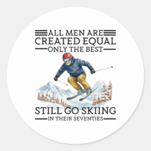 70th Birthday Skier Gifts Man 70 Years Old Skiing  Classic Round Sticker