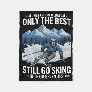70th Birthday Skier Gifts Man 70 Years Old Skiing Fleece Blanket