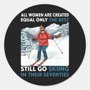 70th Birthday Skier Gifts Woman 70 Years Old Skiin Classic Round Sticker