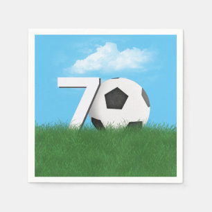 70th Birthday Soccer Ball In Green Grass Napkin