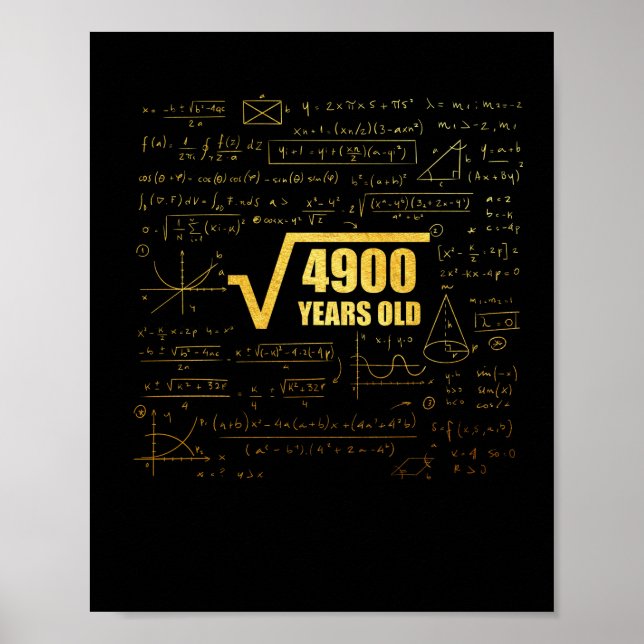 70th Birthday Square Root of 4900 70Years Old Math Poster (Front)