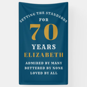 70th Birthday Standards Blue Gold Add Your Name Banner