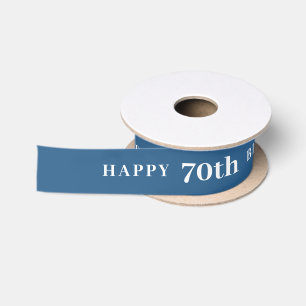 70th Birthday Steel Blue Ribbon Satin Ribbon