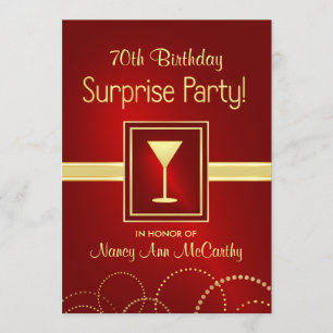70th Birthday Surprise Party Champagne Invites