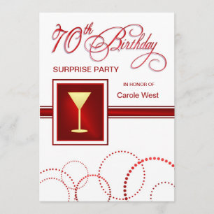 70th Birthday Surprise Party Invitations - Red