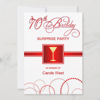 70th Birthday Surprise Party Invitations - Red