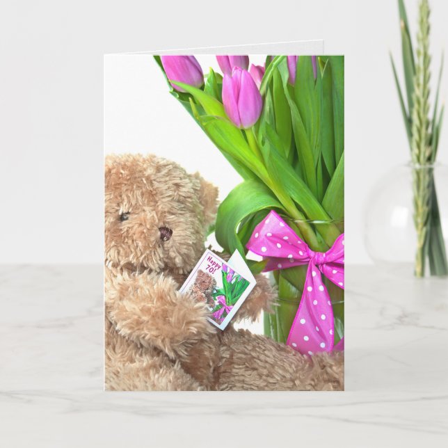 70th Birthday Teddy Bear  Card (Front)