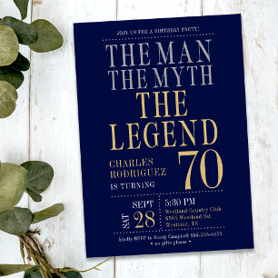 70th Birthday The Man The Myth The Legend Invitation