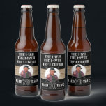70th Birthday The Man The Myth The Legend Party  Beer Bottle Label<br><div class="desc">The Man, The Myth, The Legend! Make any guy's 70th birthday "Extra" special with these personalised labels. The design features a faux-wood background with a black label inside that has a photo area for you to add your own photo of the birthday man. There is also an area of text...</div>