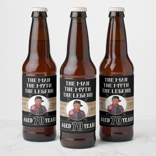 70th Birthday The Man The Myth The Legend Party  Beer Bottle Label (Bottles)