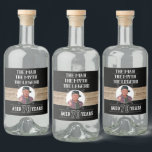 70th Birthday The Man The Myth The Legend Party   Liquor Bottle Label<br><div class="desc">The Man, The Myth, The Legend! Make any guy's 70th birthday "Extra" special with these personalised labels. The design features a faux-wood background with a black label inside that has a photo area for you to add your own photo of the birthday man. There is also an area of text...</div>