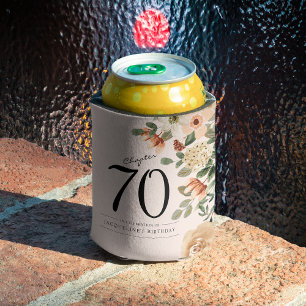 70th Birthday Vintage Floral Can Cooler