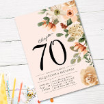 70th Birthday Vintage Floral Invitation<br><div class="desc">Sophisticated and elegant script birthday invitation.</div>