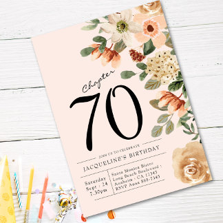 70th Birthday Vintage Floral Invitation