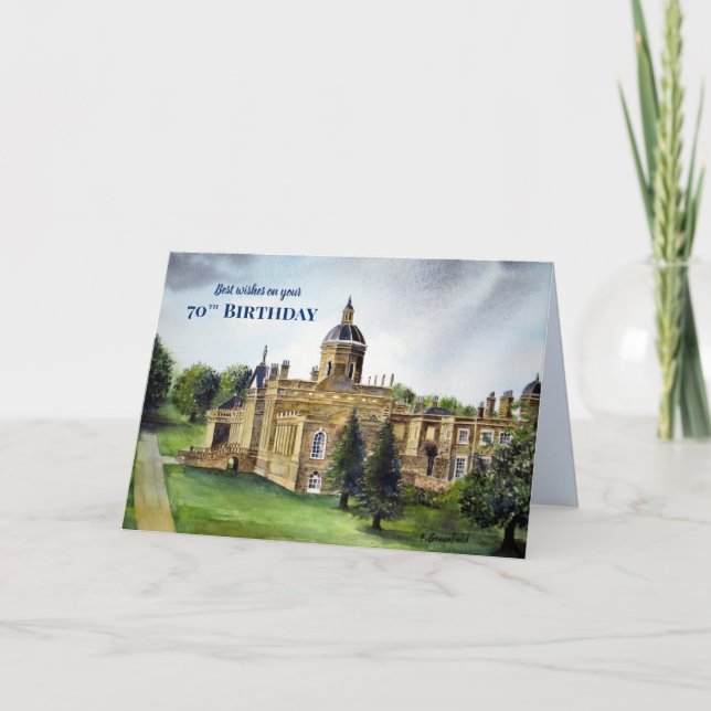 70th Birthday Wishes Castle Howard York Painting Card (Front)
