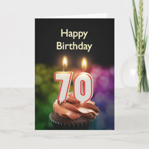 70th Birthday with cake and candles Card
