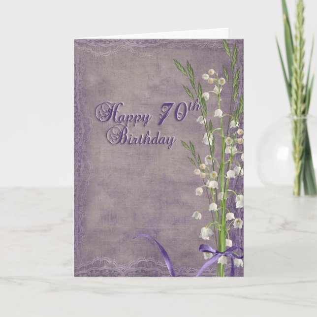 70th Birthday with lily of the valley Card (Front)