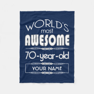 70th Birthday Worlds Best Fabulous Dark Blue Fleece Blanket