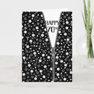 70th Birthday Zipper On Flowers Card
