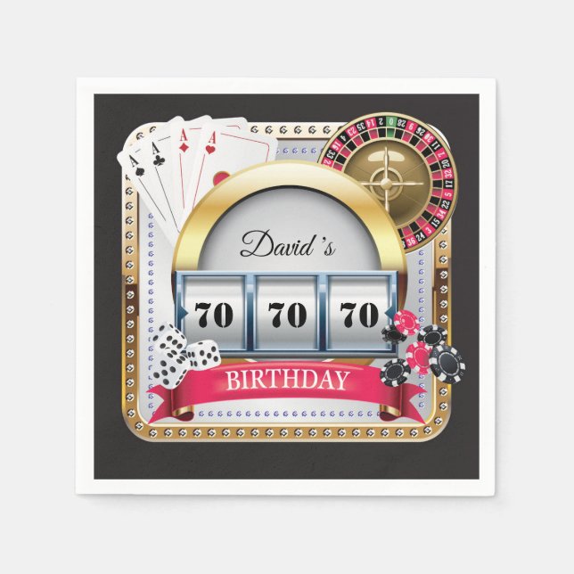 70th Casino Poker Playing Card Birthday Napkins (Front)