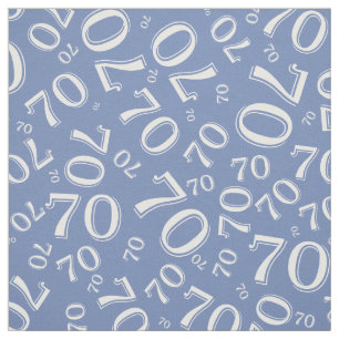 70th  Cool Number Pattern Blue and White 70 Fabric